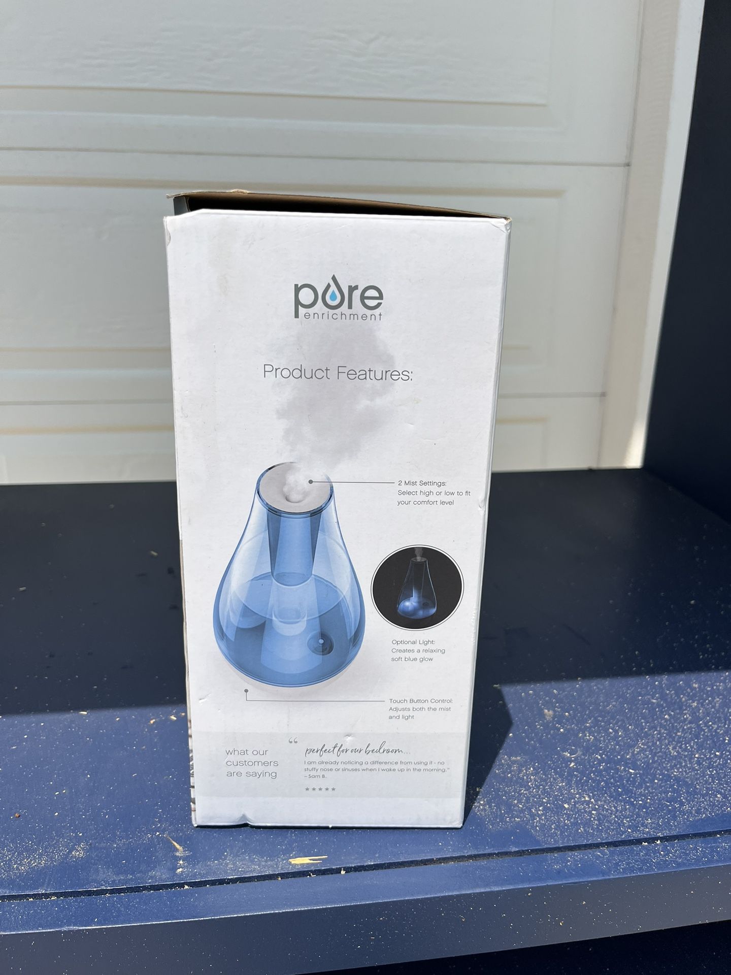 Pure Enrichment MistAire Ultrasonic Cool Mist Humidifier – Blue Teardrop Design