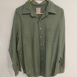 Brooks Brothers Dress Shirt Mens  17-6 Button Down Regent Supima Cotton Green