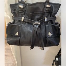 B. Makowsky Eden Black Leather Shoulder Bag 