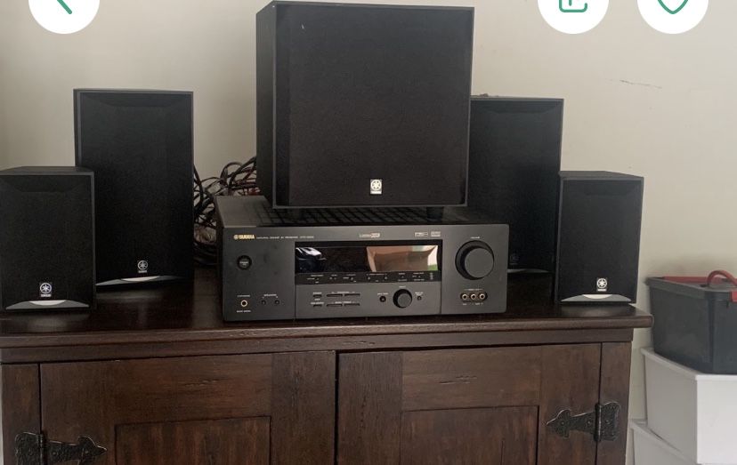 Yamaha Stereo Receiver And 5 Speakers Including Sub Woofer. 