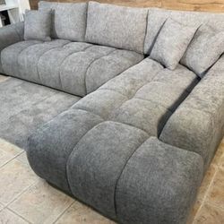 Grey Linen Sofa Sectional 