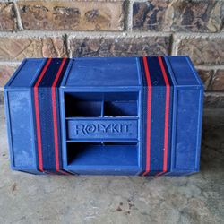 Vintage blue RolyKit portable tool box, fishing box, organizer for crafts or even toys.