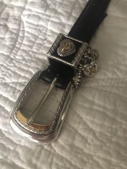 Brighton XL Black Belt Silver/gold Charm
