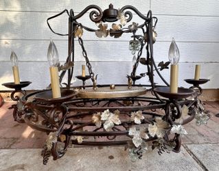 Wrought Iron Pot Holder Chandelier