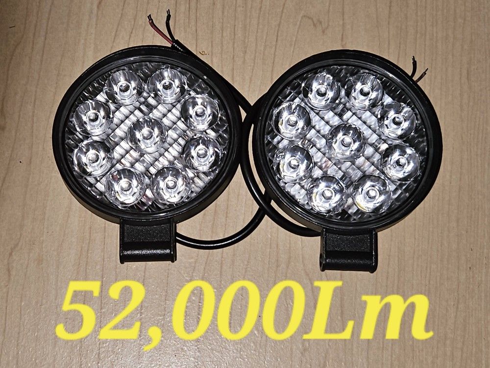 2Pcs 184W Offroad LED Work Light Bar, 4.4 Inch Round. CAR/TRUCK, Marine, Jeep ATV, UTV 52,000LM