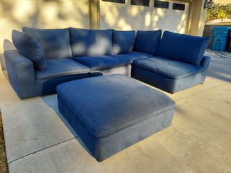 Dream Navy 5-Piece Modular Sectional with 2 Corners, 2 Armless chairs and 1 Ottoman
