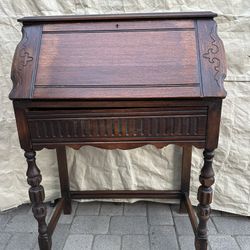 Antique French carved petite secretary desk 