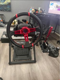 Racing Sim Wheel Stand with Steering Wheel and Shifter