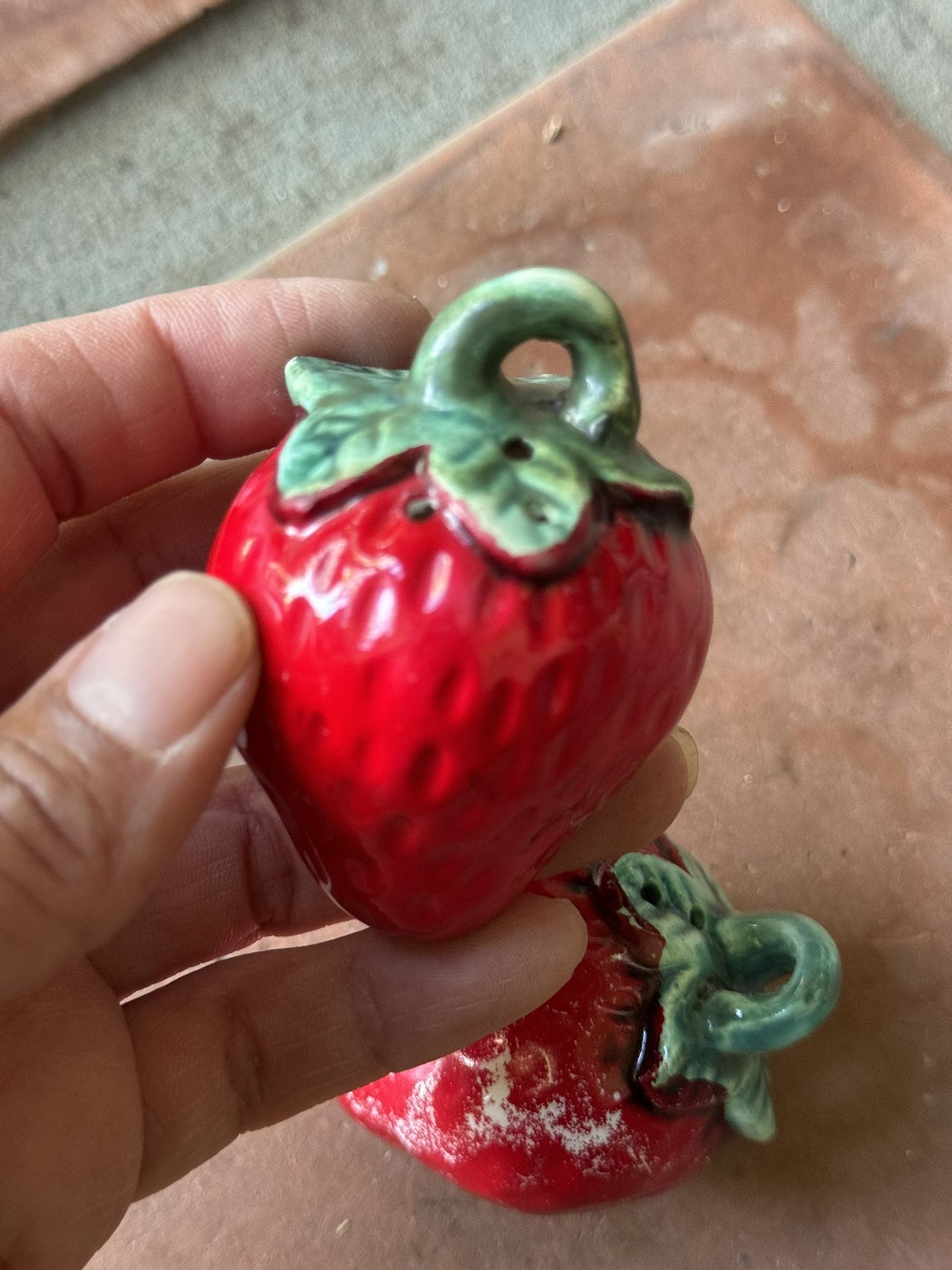 Vintage Strawberry Salt And Pepper Shakers 