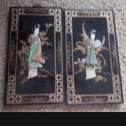 Black Laquer Pearl Asian Panels