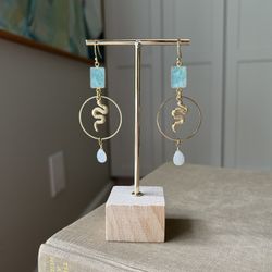 Detailed Amazonite Statement Earrings ( firm on price )