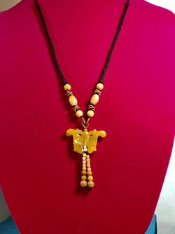 Genuine Orange Jade Butterfly Necklace