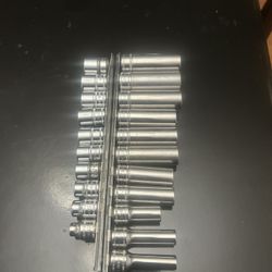 3/8 Snap On Tools Short Sokets 8.10.11.12.13.14.15.16.17.18. Long Sokets 8.9.10.12.13.14.15.16.17.18.19 Missing 10 Replace By 10. Semi Long 