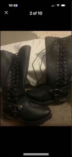 Brand new never worn with tags! Milwaukee leather riding boots black and purple size 9 USA/ 7 UK/40 EU