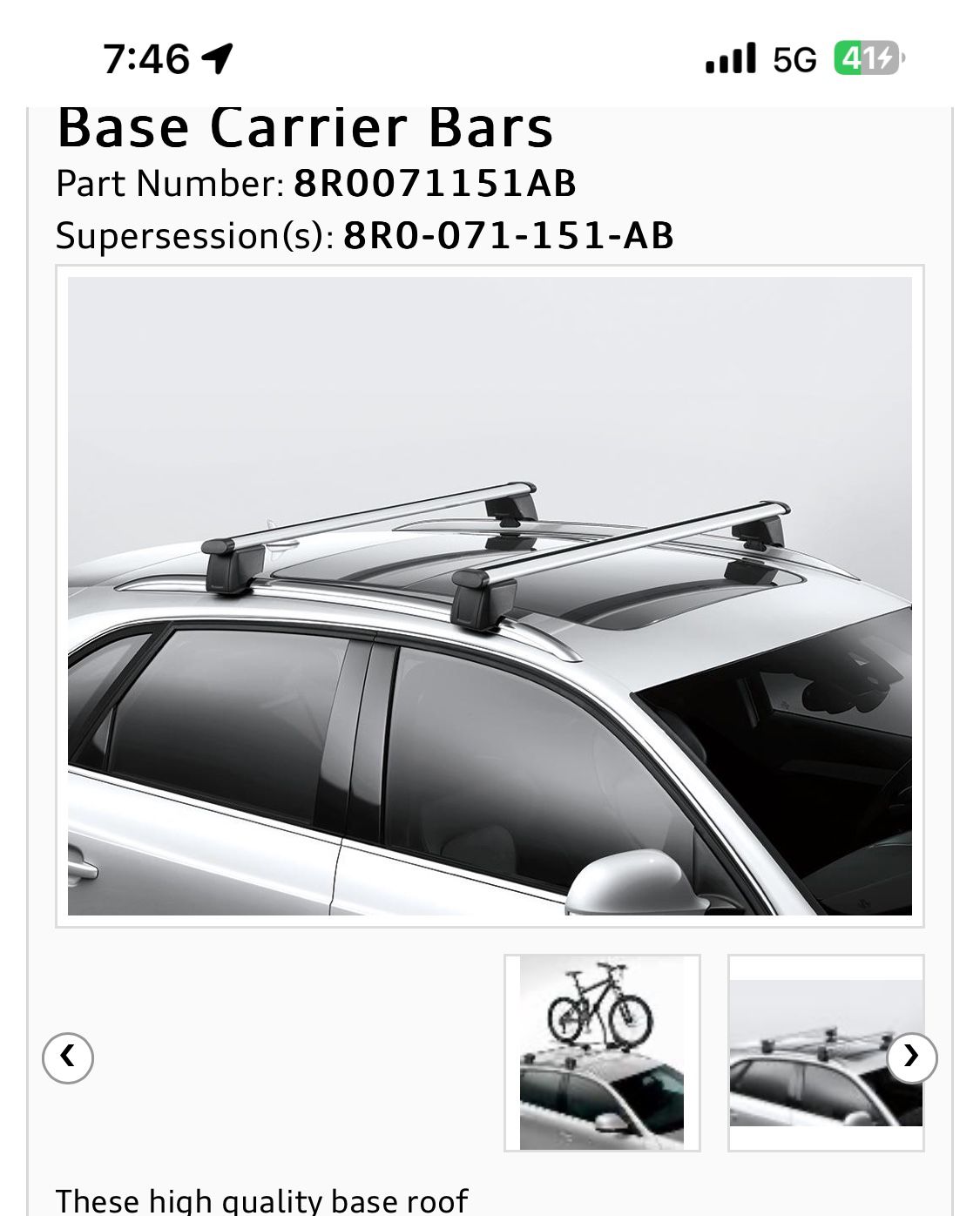 Audi Q5 Base Carrier Bars