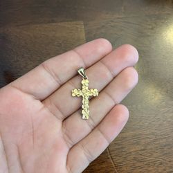 14k Gold Nugget Cross
