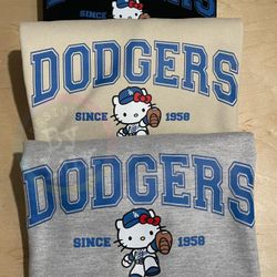 Dodgers Crewneck Sweatshirts, Hello Kitty, Custom Shirts, Baseball 