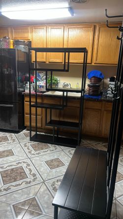 Two Tribesigns Way to Origin 6-Shelf Industrial Bookshelf, Modern Etagere Bookcase, 69 Inch Tall Storage Display Staggered Shelves with Sturdy Metal F