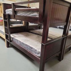 Twin-Twin Size Bunk Bed With Mattress Included 