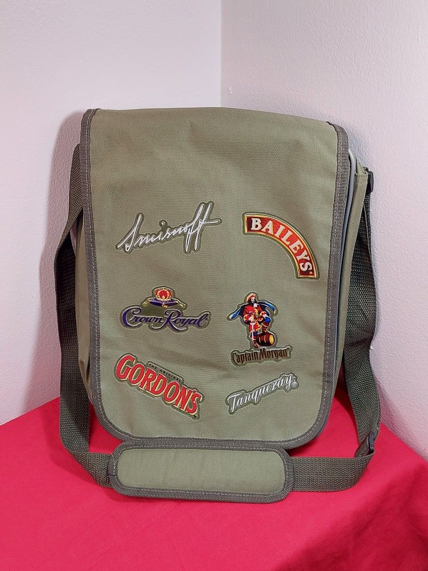 Green Khaki Messenger Bag Crown Royal Baileys Smirnoff Capt. Morgan Tanqueray