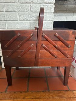 Vintage Strommen Bruk Hamar Norway Mid Century Wood Sewing Box