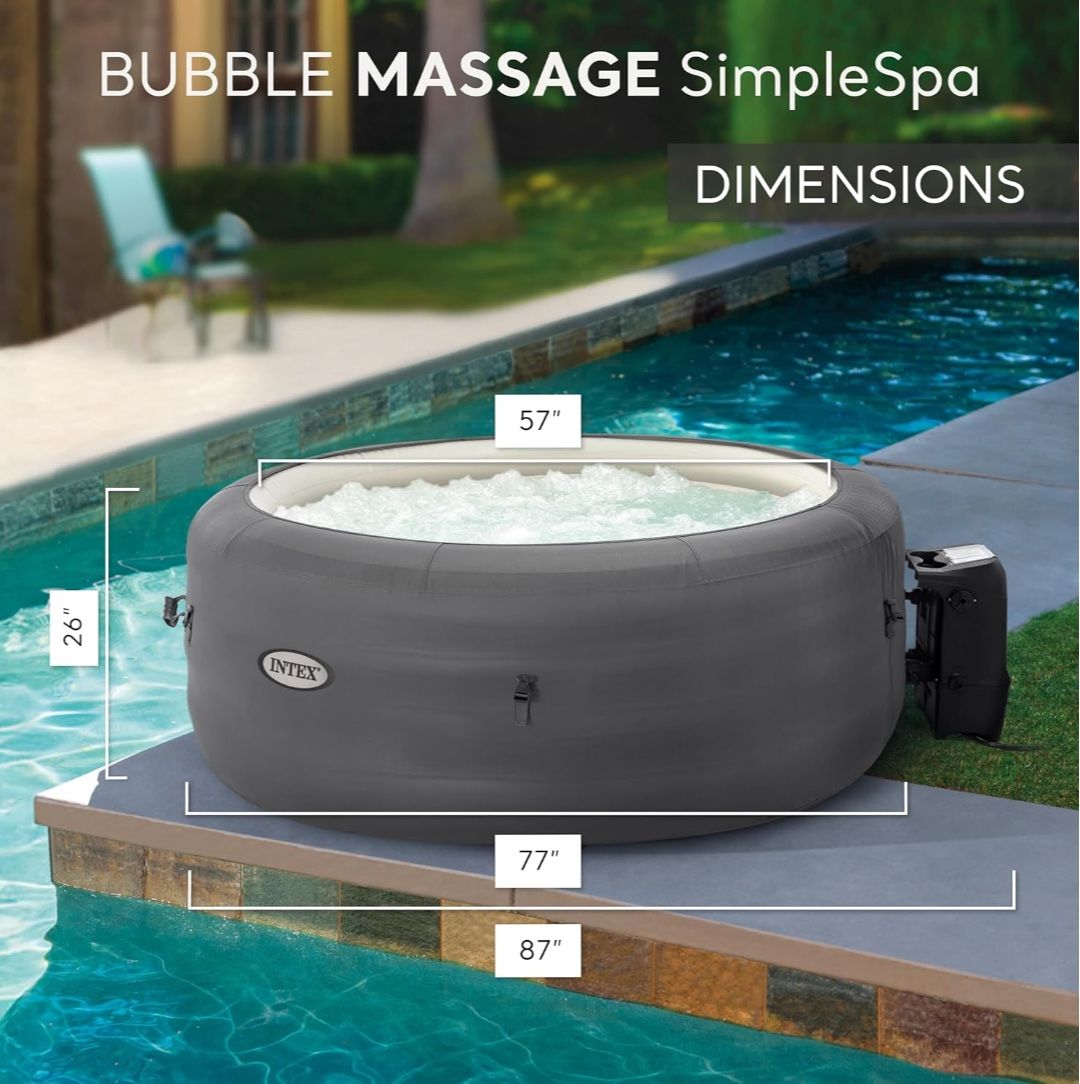 Intex SimpleSpa Bubble Massage Person Inflatable Hot Tub with