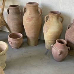 Vintage Clay Olive Urns 