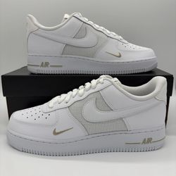Men's Nike Air Force 1 '07 LV8 Low White Sneakers Shoes -Desert Khaki - Siz e13