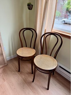 Cute Vintage Rattan and Wood Chairs