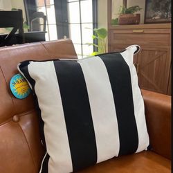 Cabana Outdoor Decor Patio Black & White Stripe Pillow 16x16