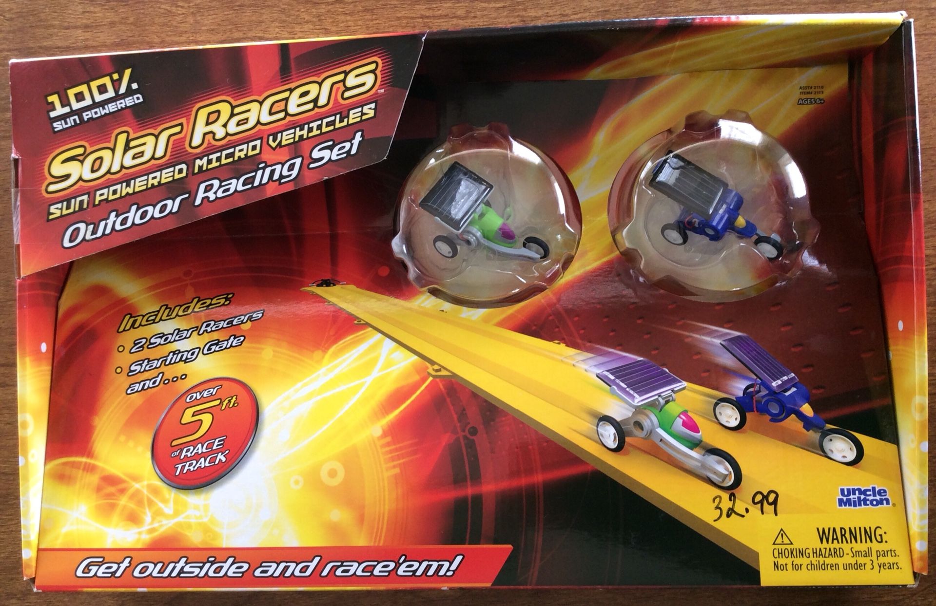 Uncle Milton Solar Racing Set NEW Over 5ft. Of Track