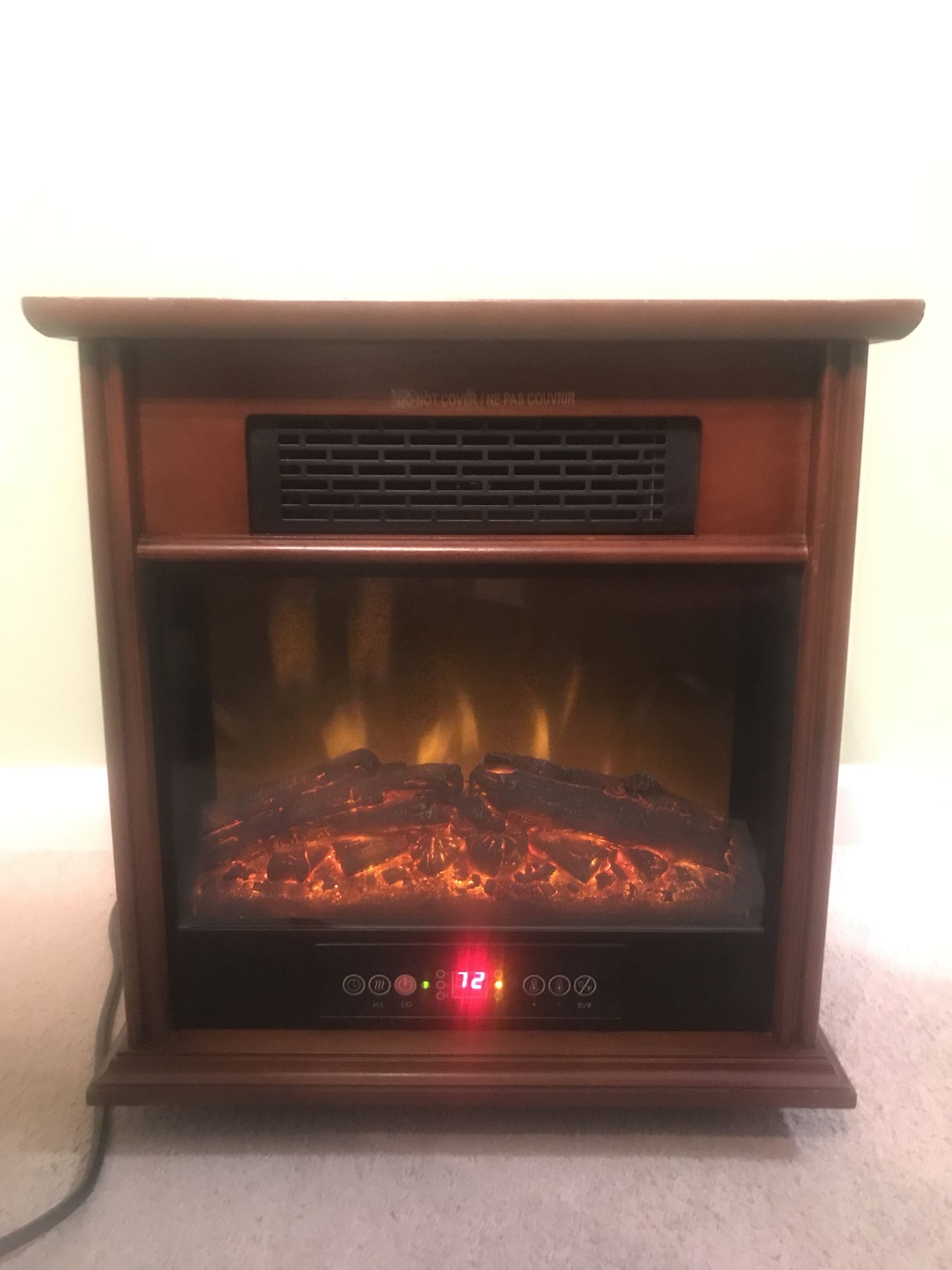 Allen Infrared Heater 1500W. 120Volt. Works Great! So Pretty Like Logs Burning. Rolls. 19” tall, 14” wide, 17” wide fr side to side. A few scratches