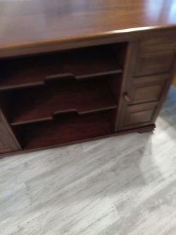Wood TV Stand with Open Shelves Entertainment Center