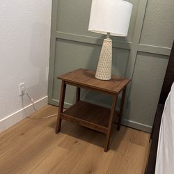 Set Of 2 Side Tables Wood Brown