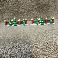 Department 56 Trees With Courtyard Fence Variations, Set of 2, No Box, Vintage