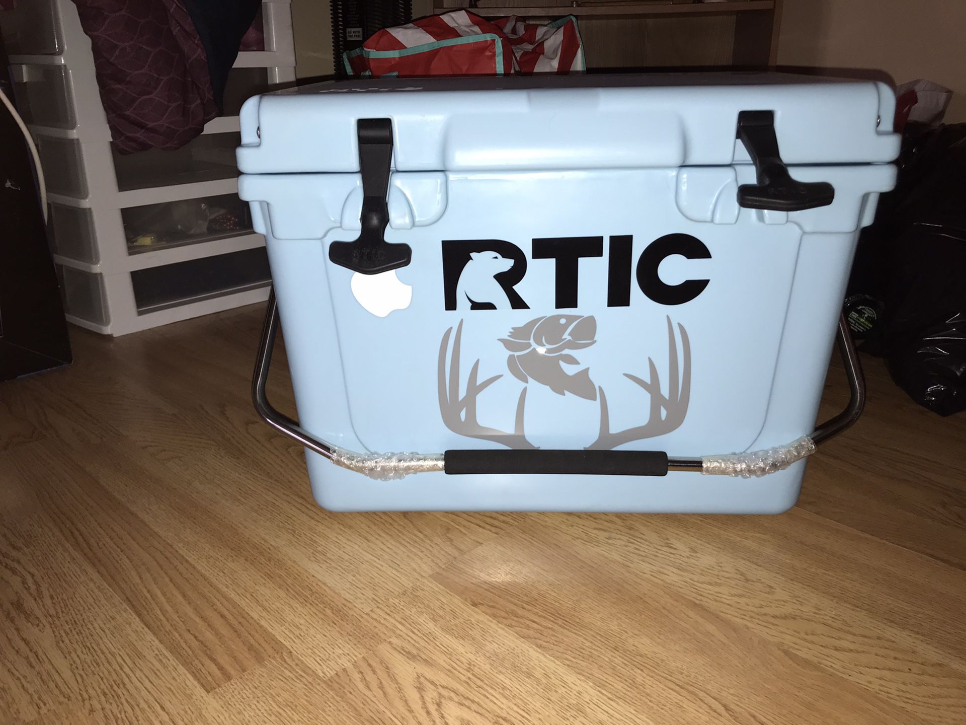 Brand new RTIC cooler with decal on it