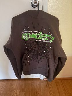 Sp5der Brown Hoodie Green Graphic