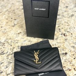YSL Saint Laurent Cavier Flap Wallet