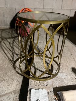 Gold side table with glass top