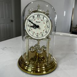 Vintage Glass Dome Westclox Anniversary Clock. 9", 1980's 