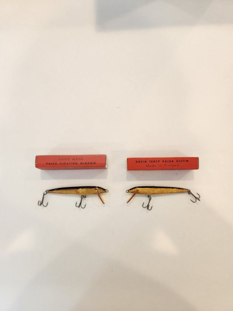 2 Vintage Palsa Floating Minnow Fishing Lure with Box L Made In Finland, 4"