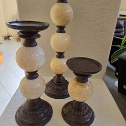 3 Marble Candle Holders