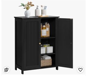 Bathroom Cabinet with Adjustable Shelves, Black
