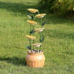 Sunflower Metal Fountain with Galvanized Finish - Outdoor LS22976