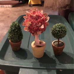 3 Mini Fake Potted Plants. 
