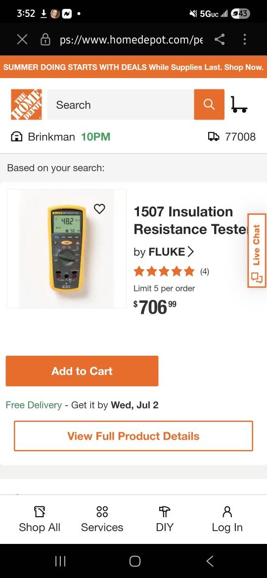Brand New Fluke 1750 Insulation Tester (Meggar) 400$