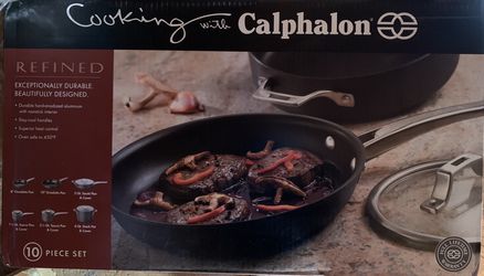 New 10 pc Cooking with Calphalon Refined Hard Anodized Set