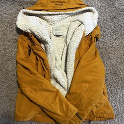Zara Mustard Yellow Removable Sherpa Lined Women’s Jacket XS