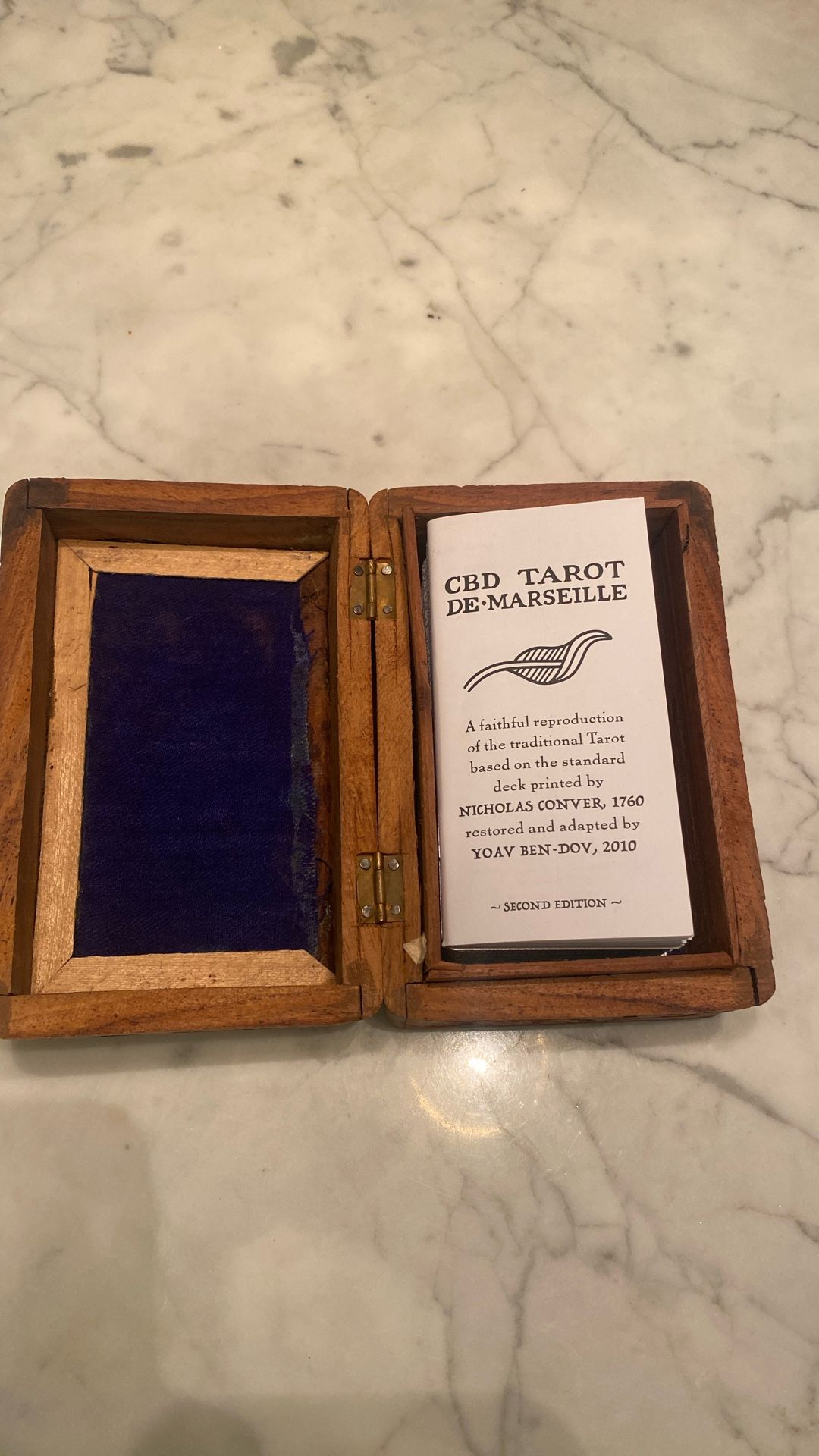 Vintage Hand Carved Wooden Box With Tarot Deck