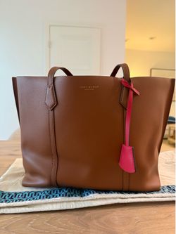 Tory Burch Perry Tote Bag – Brown Leather Tote w/ Dust Bag – Like New Condition